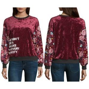 New! Disney Princess Mulan Red Velvet Sweatshirt